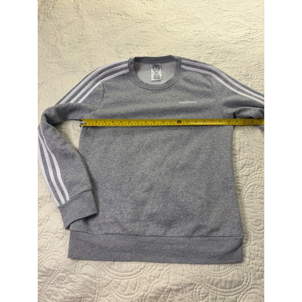 Adidas Sweatshirt Women Medium Gray 3-Stripe‎ Crewneck Sporty Streetwear